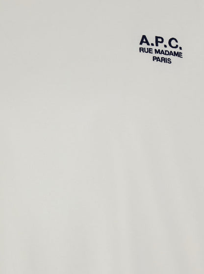 A.P.C. Men White Crewneck T-Shirt With Logo Embroidered On The Front In Cotton Man  DestGlow