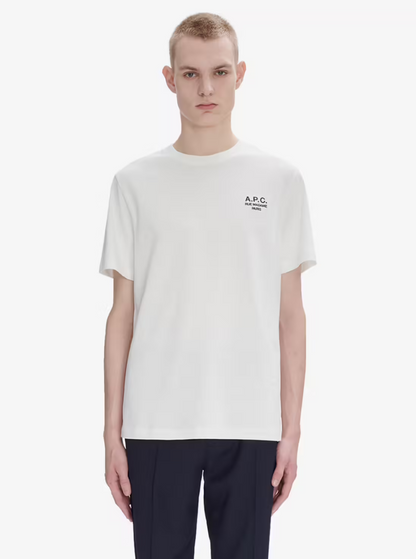 A.P.C. Men White T-Shirt With Embroidered Logo On The Front In Cotton Man by Luosophy