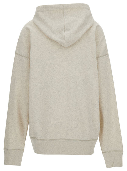 Isabel Marant Etoile Women Hooded Sweatshirt With Tone-On-Tone Logo Print In Cotton Blend White Women by Luosophy