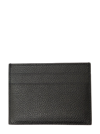 Balenciaga Men Black Card Holder With Contrasting Logo Lettering In Leather For Men by Luosophy