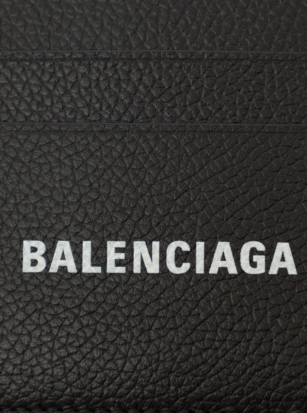 Balenciaga Men Black Card Holder With Contrasting Logo Lettering In Leather For Men by Luosophy
