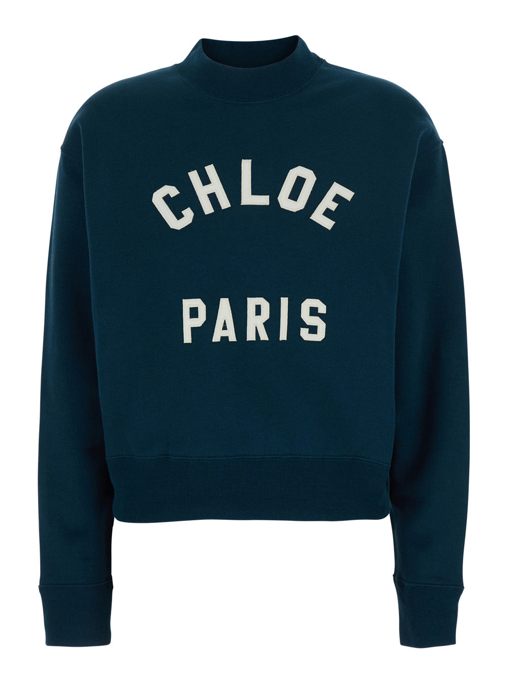 Chloé Women Crewneck Sweatshirt With Logo Lettering Print In Blue For Women by Luosophy