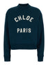 Chloé Women Crewneck Sweatshirt With Logo Lettering Print In Blue For Women by Luosophy