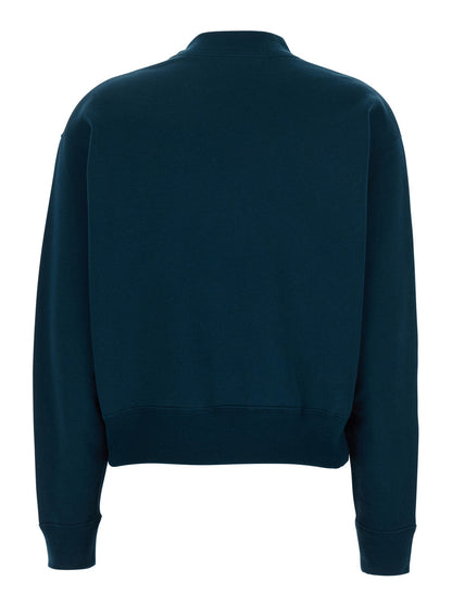 Chloé Women Crewneck Sweatshirt With Logo Lettering Print In Blue For Women by Luosophy