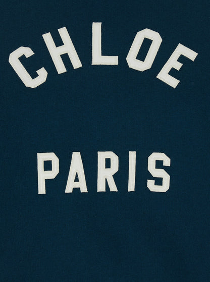 Chloé Women Crewneck Sweatshirt With Logo Lettering Print In Blue For Women by Luosophy