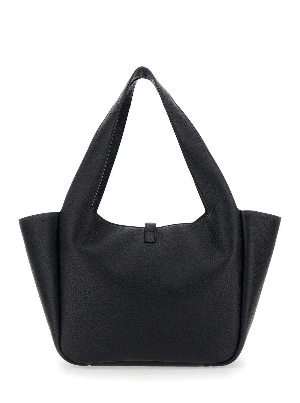 Saint Laurent Women Black Tote Bag With Two Top Handles And Hook Closure Cassandre In Hammered Leather Woman by Luosophy