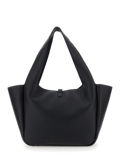 Saint Laurent Women Black Tote Bag With Two Top Handles And Hook Closure Cassandre In Hammered Leather Woman by Luosophy