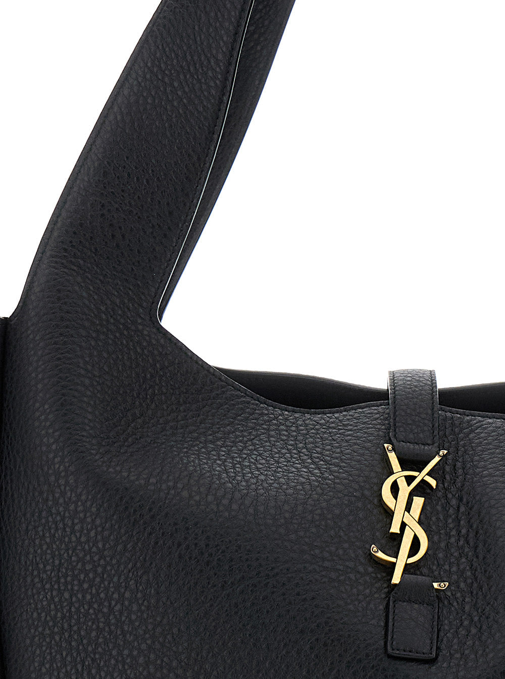 Saint Laurent Women Black Tote Bag With Two Top Handles And Hook Closure Cassandre In Hammered Leather Woman by Luosophy