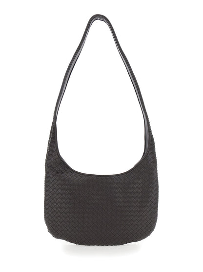 Bottega Veneta Men Brown Crossbody Bag With Top Zip Closure And Intreccio Motif In Leather For Men by Luosophy