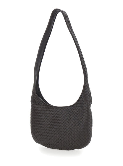 Bottega Veneta Men Brown Crossbody Bag With Top Zip Closure And Intreccio Motif In Leather For Men by Luosophy
