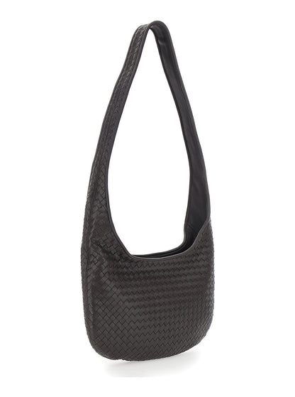 Bottega Veneta Men Brown Crossbody Bag With Top Zip Closure And Intreccio Motif In Leather For Men by Luosophy