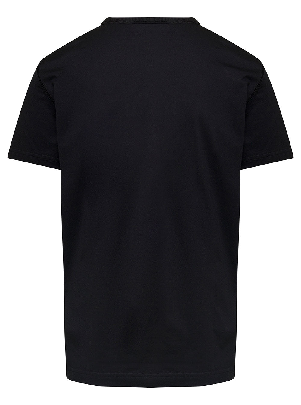 Dolce &amp; Gabbana Men Black T-Shirt With Logo Tag On The Front In Cotton For Men by Luosophy