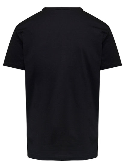 Dolce &amp; Gabbana Men Black T-Shirt With Logo Tag On The Front In Cotton For Men by Luosophy