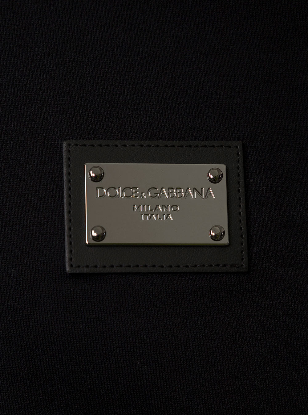 Dolce &amp; Gabbana Men Black T-Shirt With Logo Tag On The Front In Cotton For Men by Luosophy