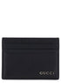 Gucci Men Black Card Holder With Logo Lettering Detail On The Front In Grained Leather For Men by Luosophy