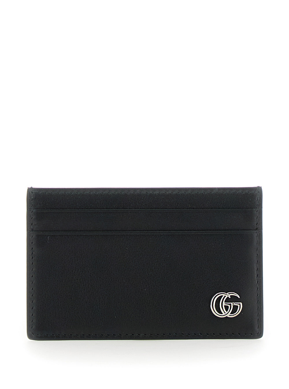 Gucci Men Card Holder With Gg Plate On The Front In Black Leather For Men by Luosophy