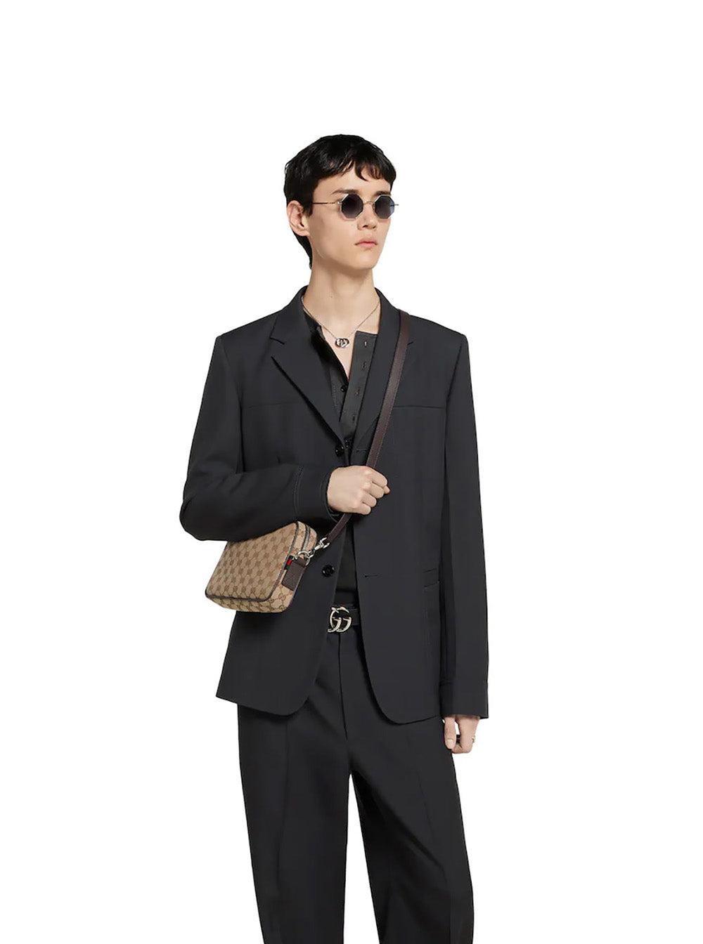 Gucci Men Gg All-Over Ecoleather Crossbody Bag For Men by Luosophy