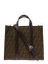 Fendi Men Brown And Beige Tote Bag With Ff Jacquard Motif In Cotton Blend Man by Luosophy