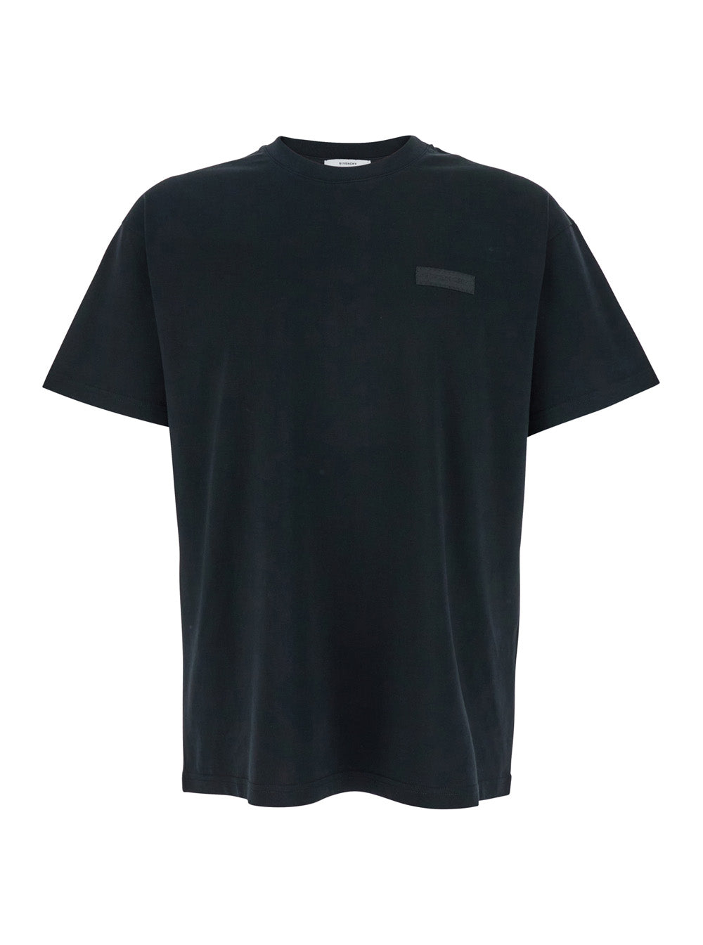 Givenchy Men Black T-Shirt With Logo Patch On The Front In Cotton For Men by Luosophy