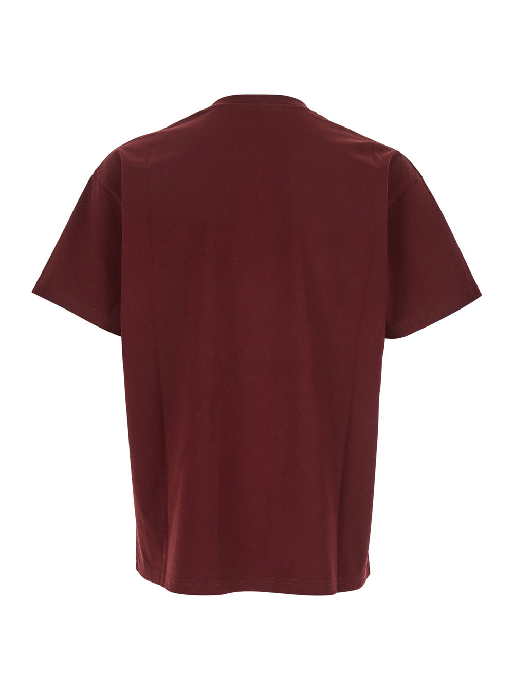 Givenchy Men Bordeaux T-Shirt With Logo Patch On Chest For Men by Luosophy