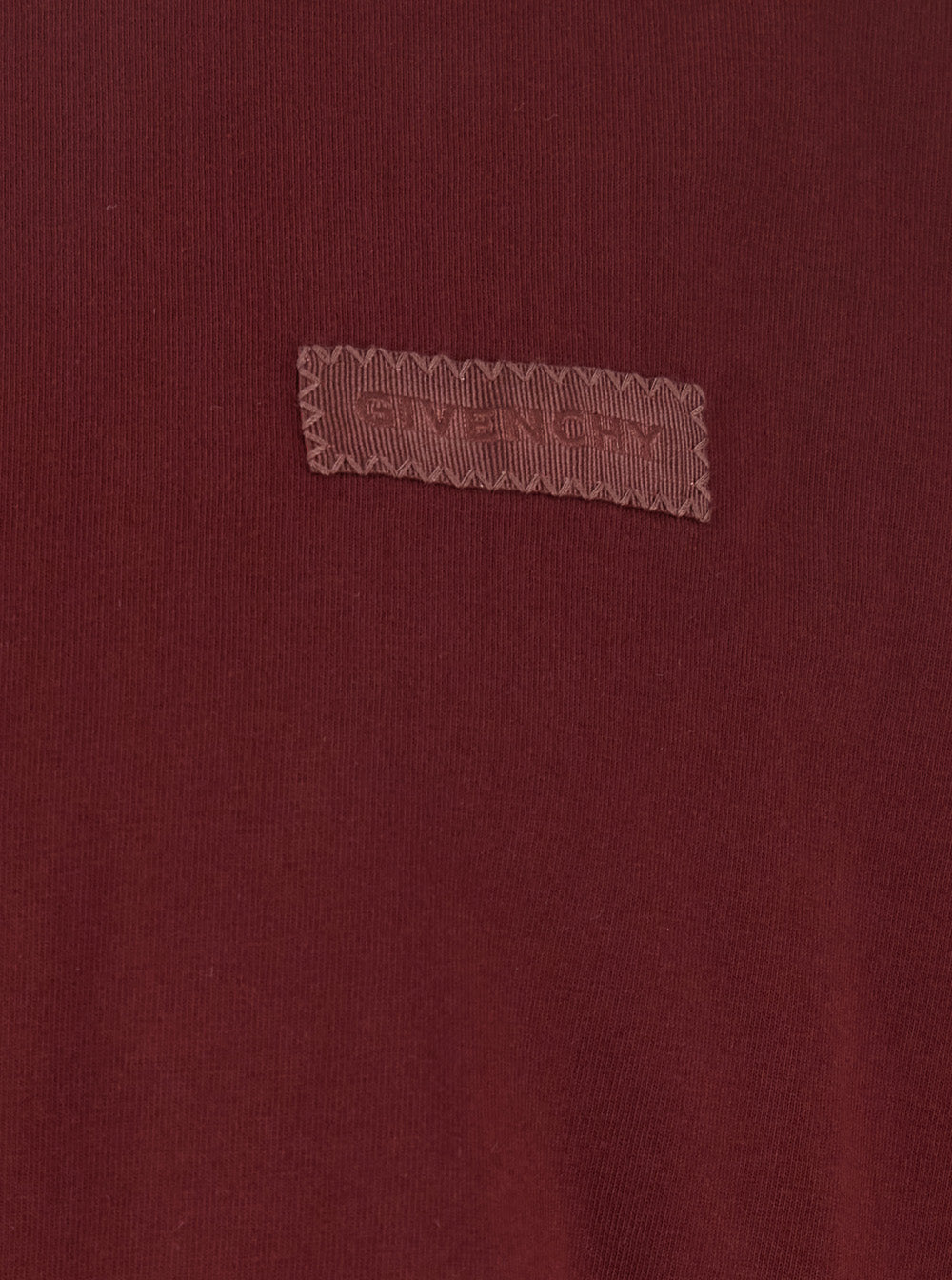 Givenchy Men Bordeaux T-Shirt With Logo Patch On Chest For Men by Luosophy