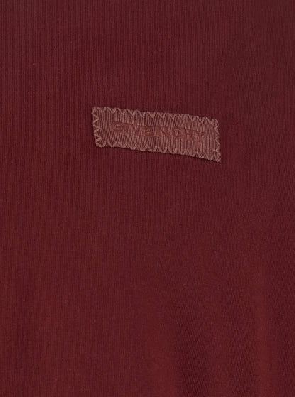 Givenchy Men Bordeaux T-Shirt With Logo Patch On Chest For Men by Luosophy