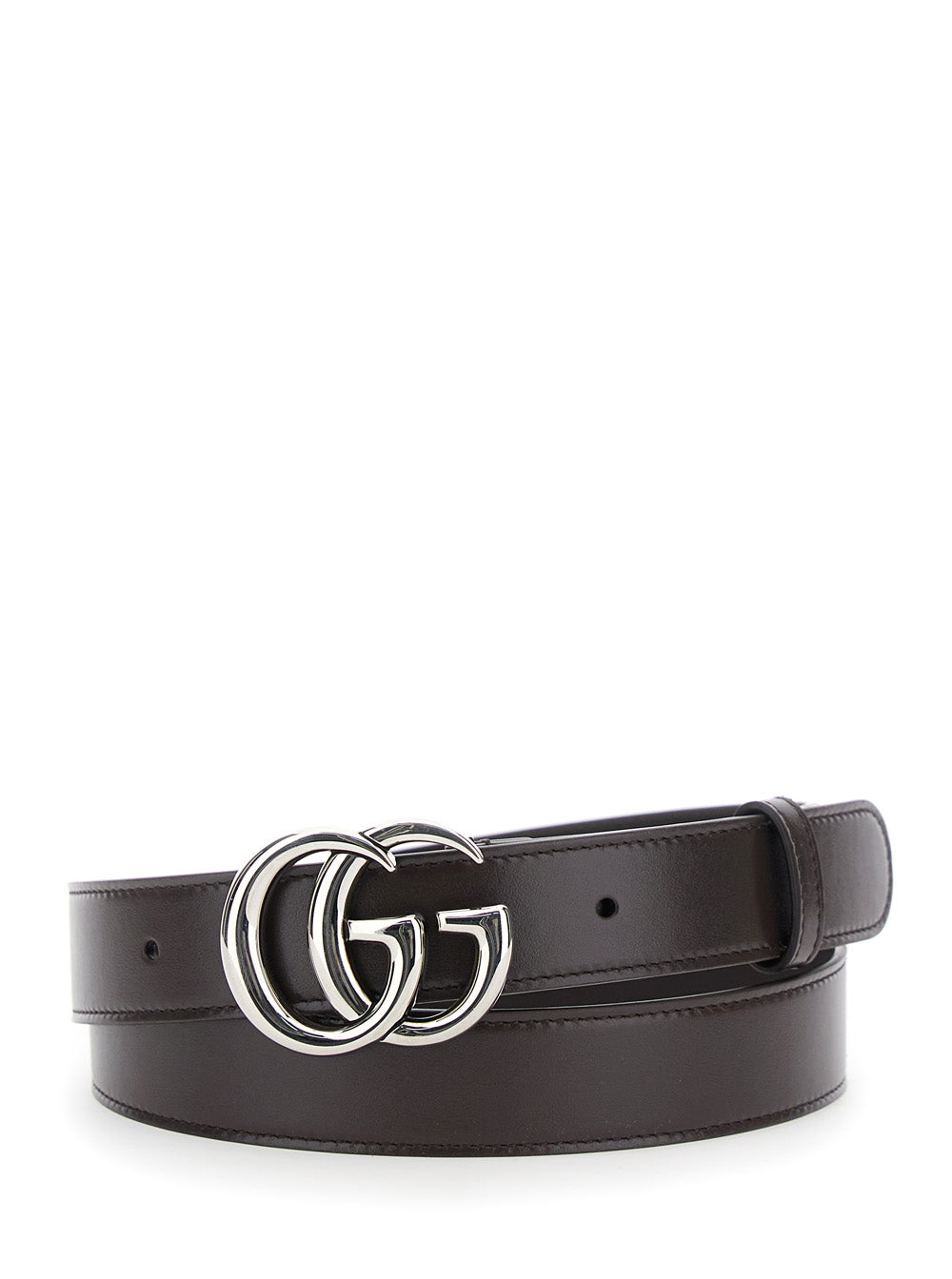 Gucci Men Brown Leather Belt With Gg Buckle For Men by Luosophy