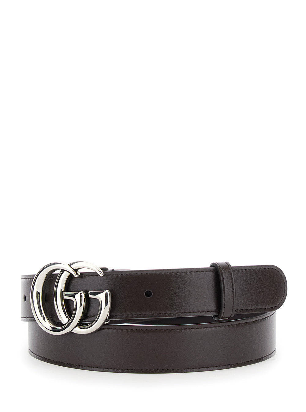 Gucci Men Brown Leather Belt With Gg Buckle For Men by Luosophy