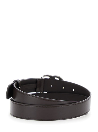 Gucci Men Brown Leather Belt With Gg Buckle For Men by Luosophy