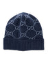 Gucci Men Hat "Gg All-Over" Blue With Cashmere Cuff For Men by Luosophy