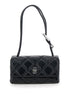 Marc Jacobs Women The Mini Dual Shoulder Bag With Diamond Quilting In Black Leather For Women by Luosophy