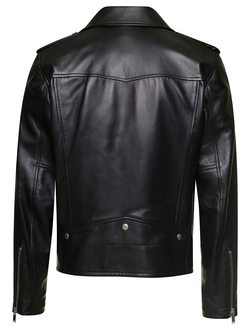 Saint Laurent Men Motorc Classique Jac - Black Leather Biker Jacket For Men by Luosophy