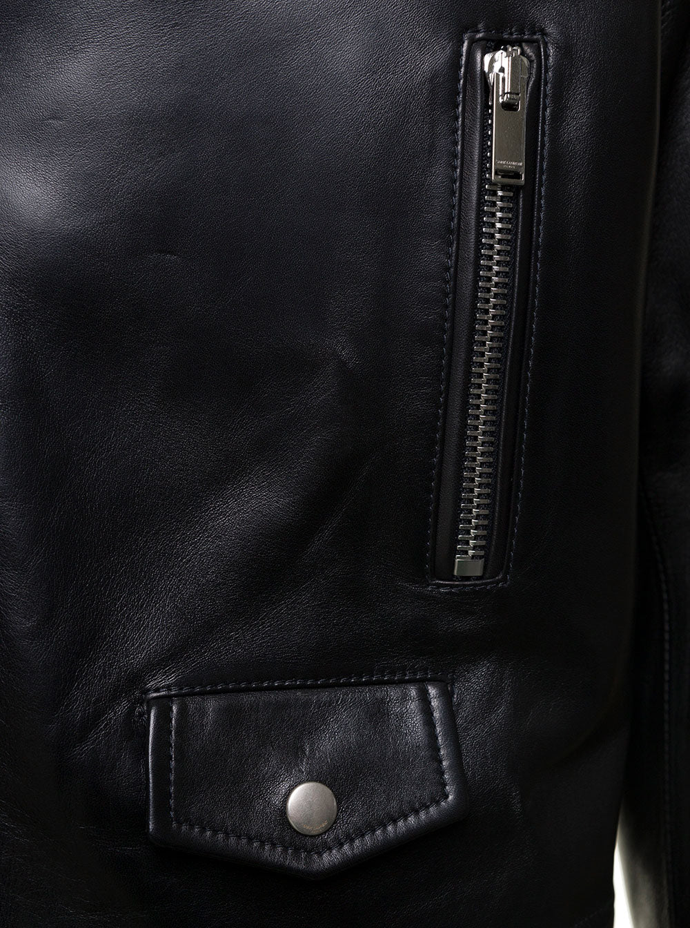 Saint Laurent Men Motorc Classique Jac - Black Leather Biker Jacket For Men by Luosophy