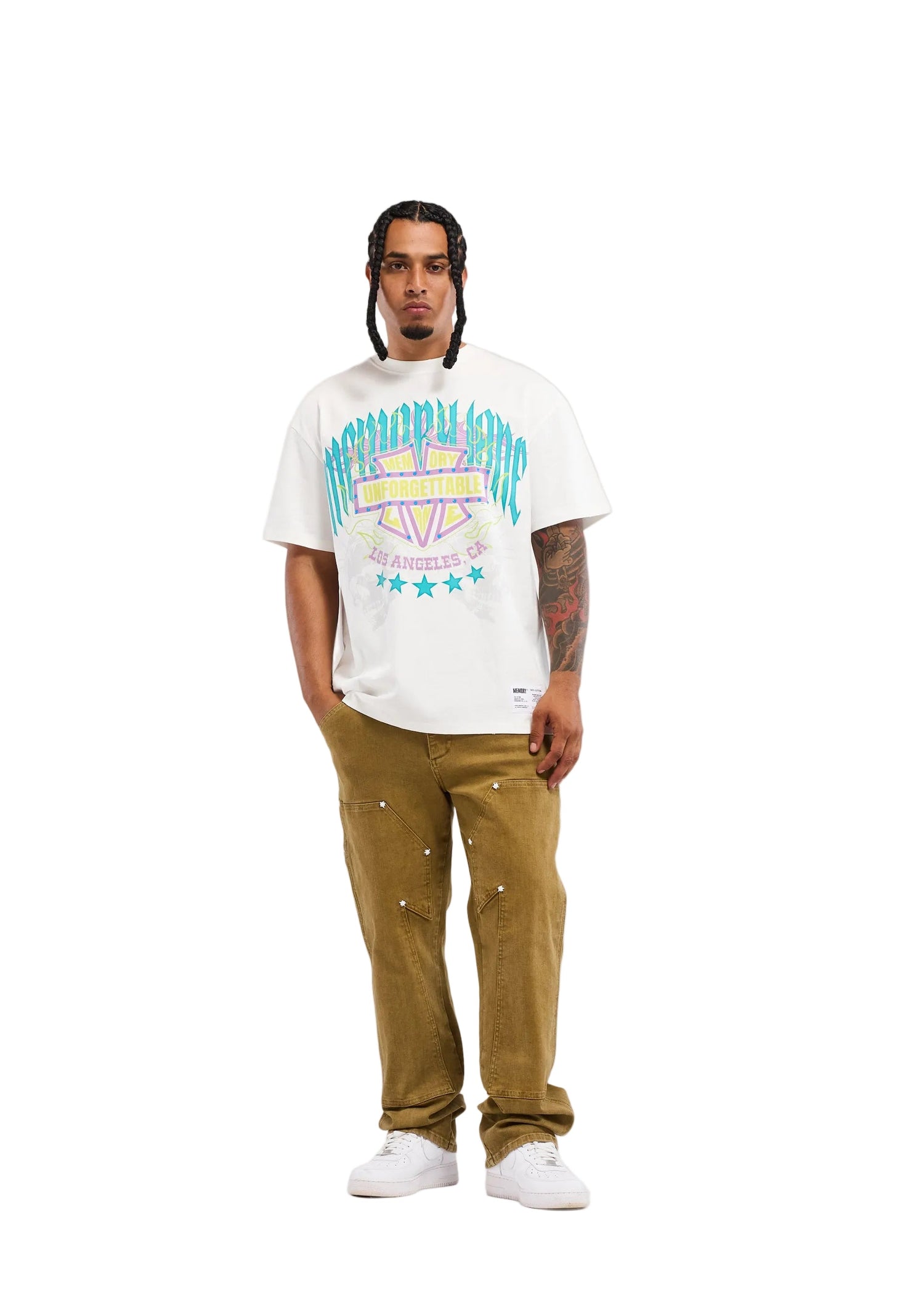 Memory Lane Unforgettable Shield Tee - Antique White by Denim Exchange