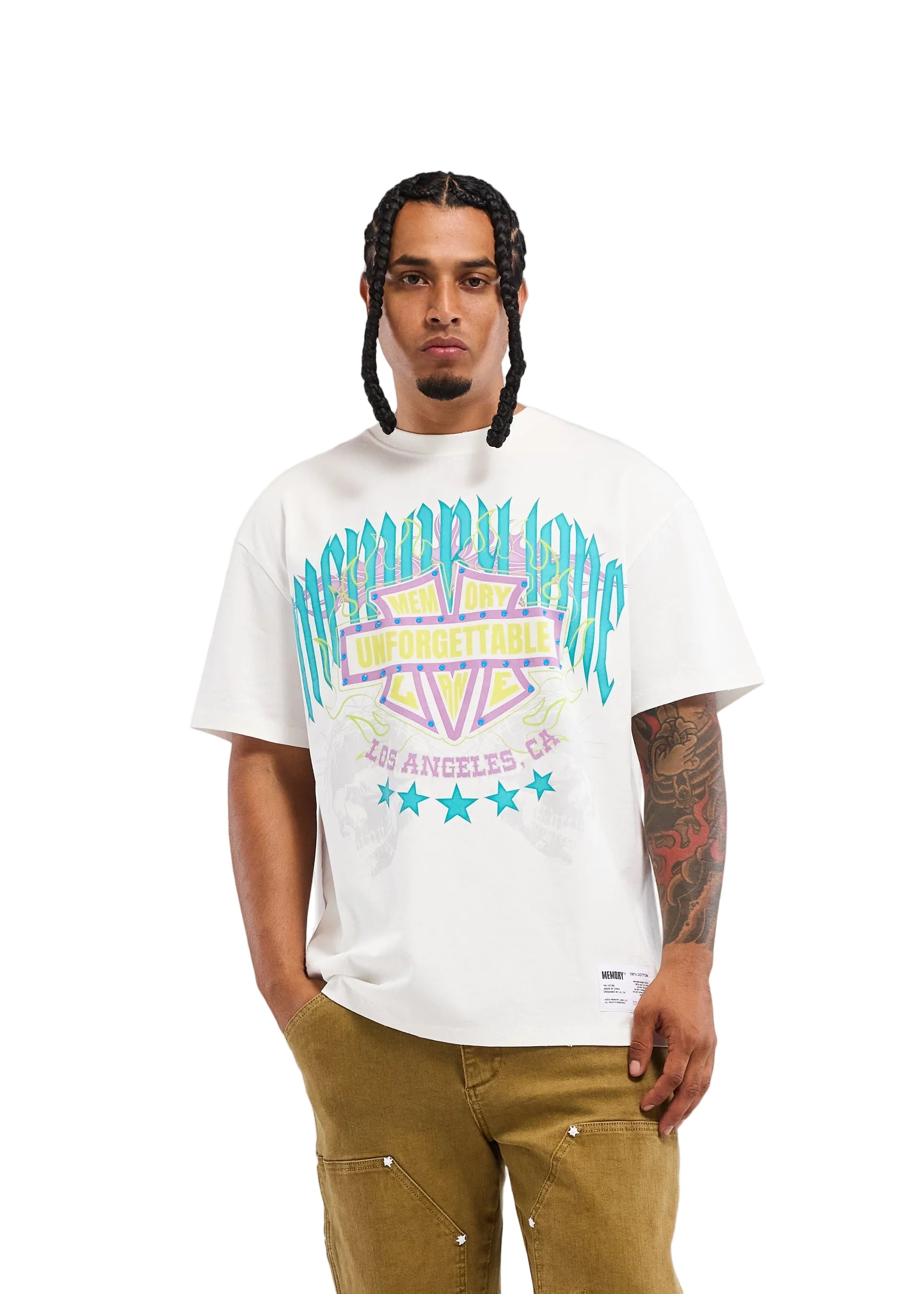 Memory Lane Unforgettable Shield Tee - Antique White by Denim Exchange