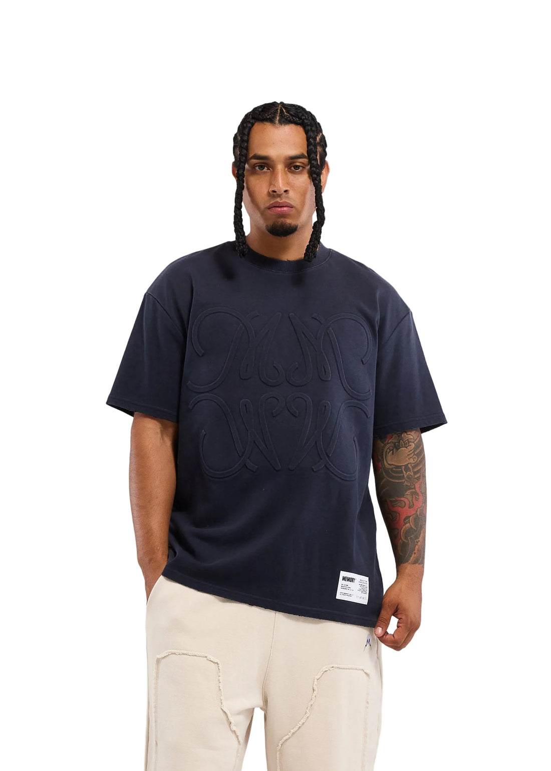 Memory Lane Monogram Embossed Tee - Vintage Black by Denim Exchange