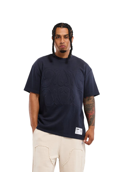 Memory Lane Monogram Embossed Tee - Vintage Black by Denim Exchange