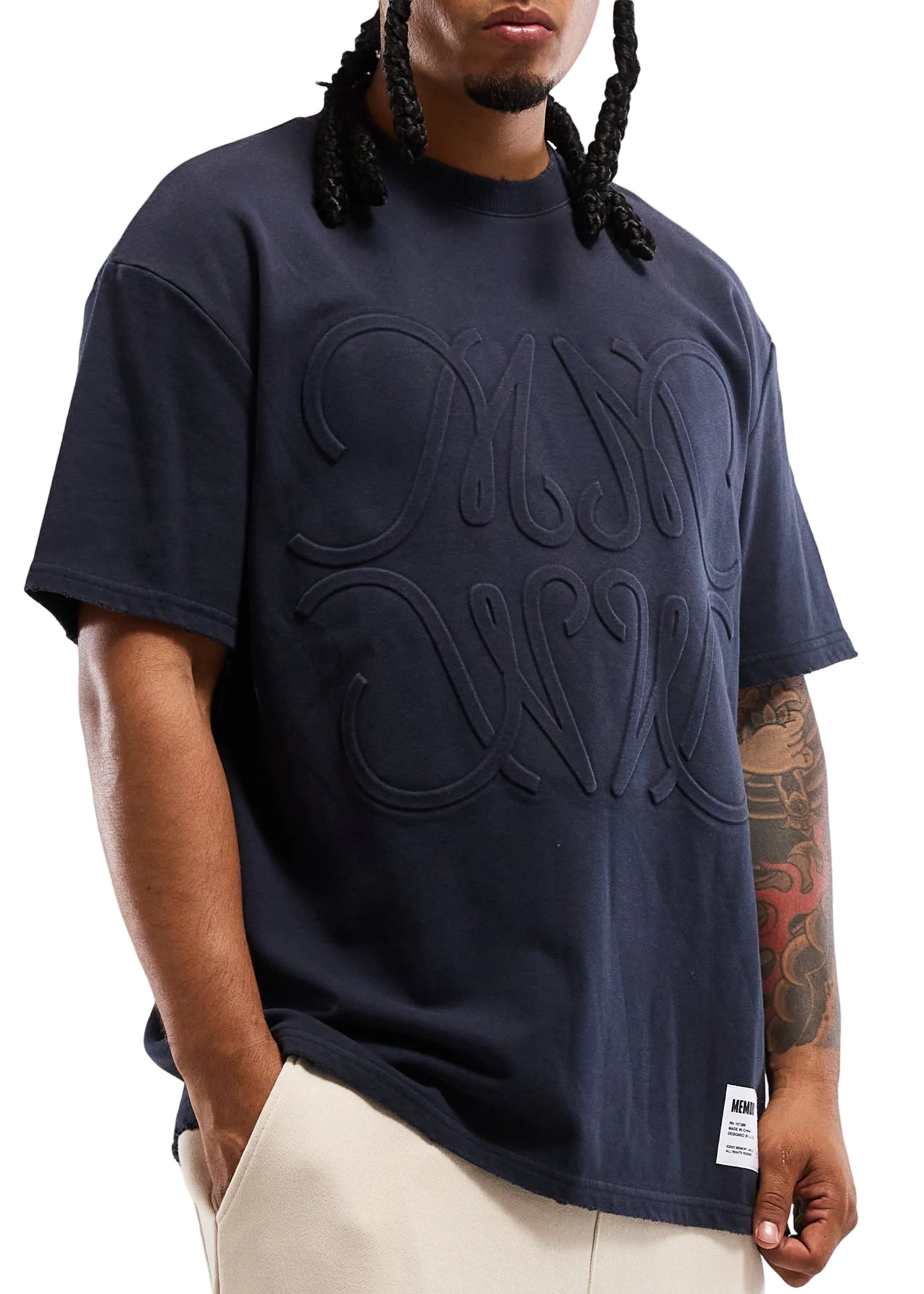 Memory Lane Monogram Embossed Tee - Vintage Black by Denim Exchange