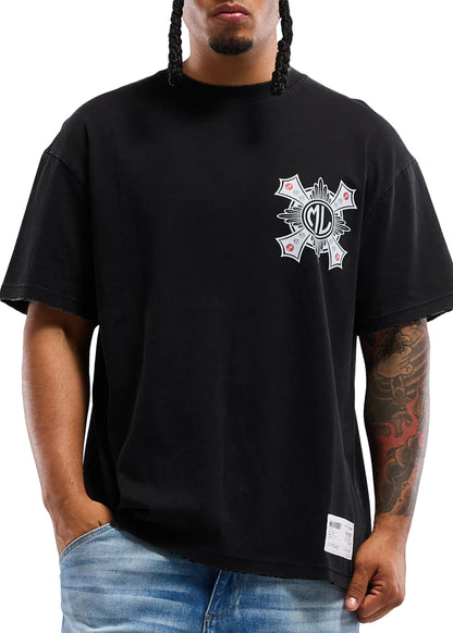 Memory Lane Cross Tee - Vintage Black by Denim Exchange