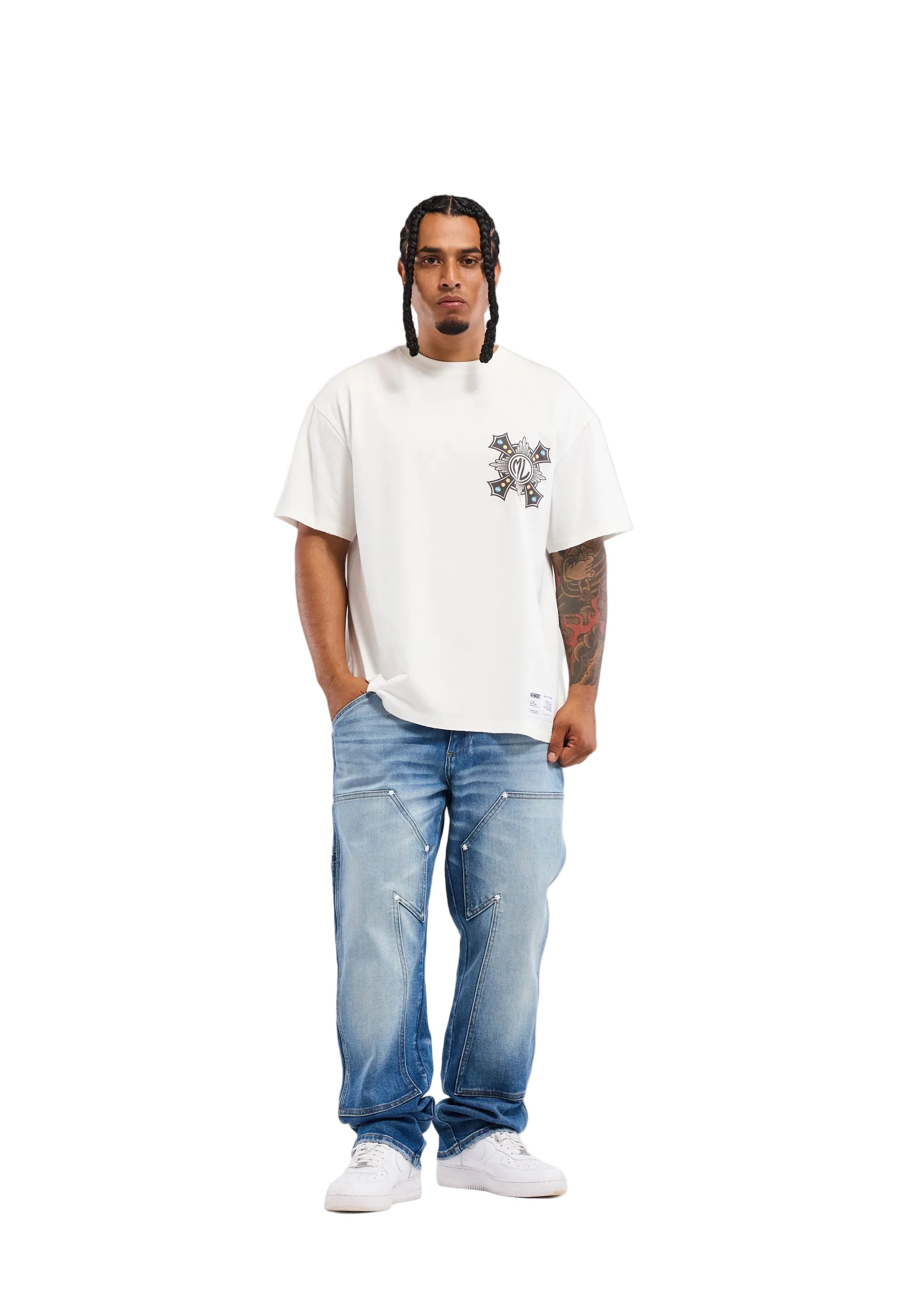Memory Lane Cross Tee - White by Denim Exchange