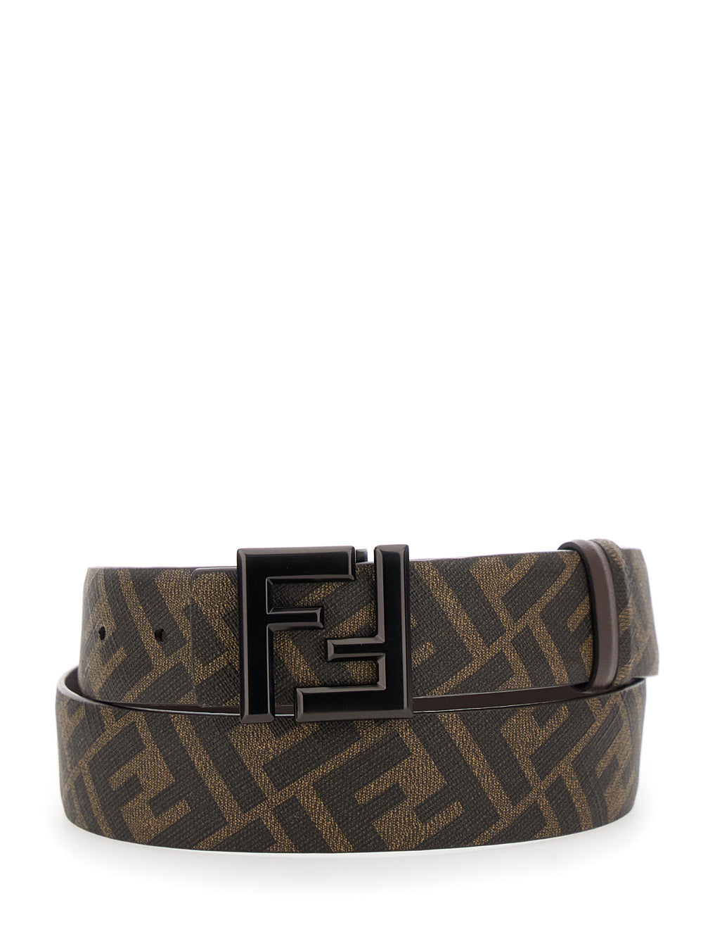 Fendi Men Belt With Ff Metallica Logo Plate And Brown Leather Front For Men  DestGlow