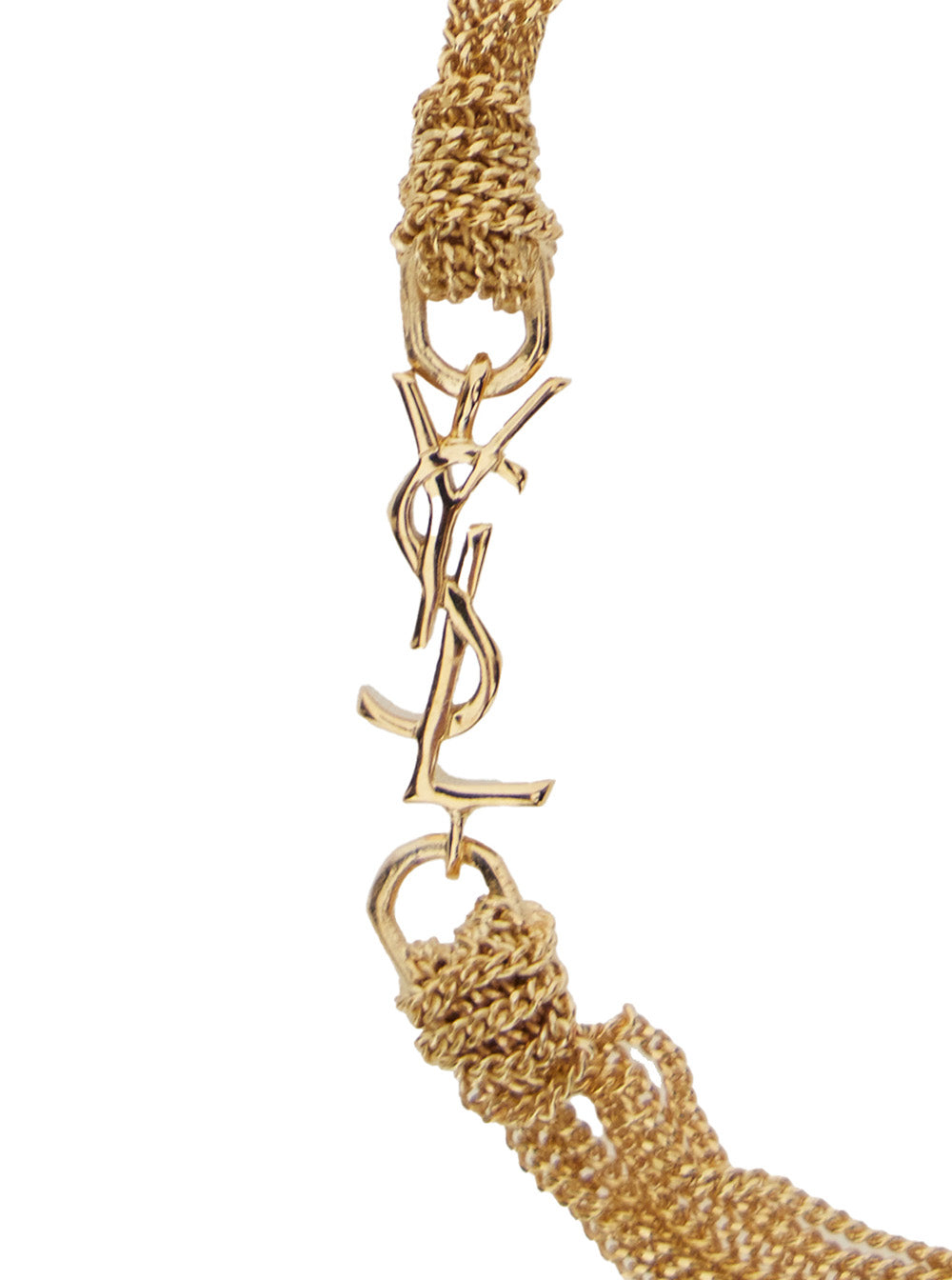 Saint Laurent Women Bracelet With Cassandre Charm And Adjustable Claw Clasp In Metallic Brass For Women by Luosophy