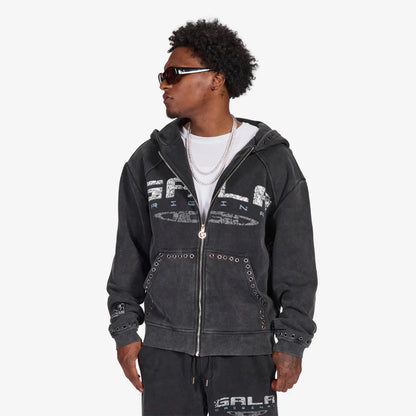 Gala Original Harpy Grommet Hoodie - Washed Black by Denim Exchange