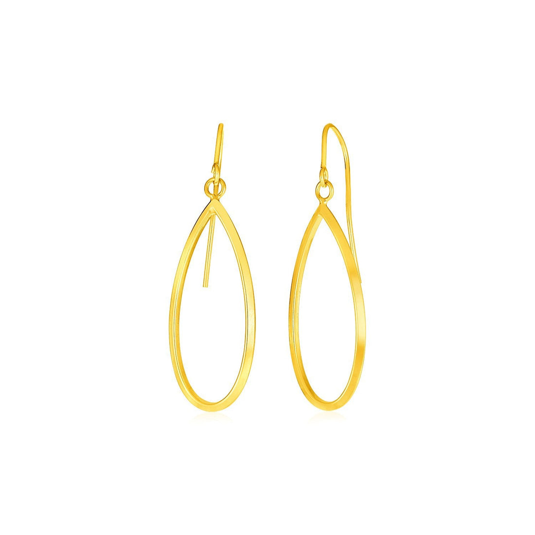 14k Yellow Gold Earrings with Polished Open Teardrop Dangles by Bids.com