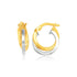 14k Two Tone Gold Earrings in Double Round Hoop Style by Bids.com
