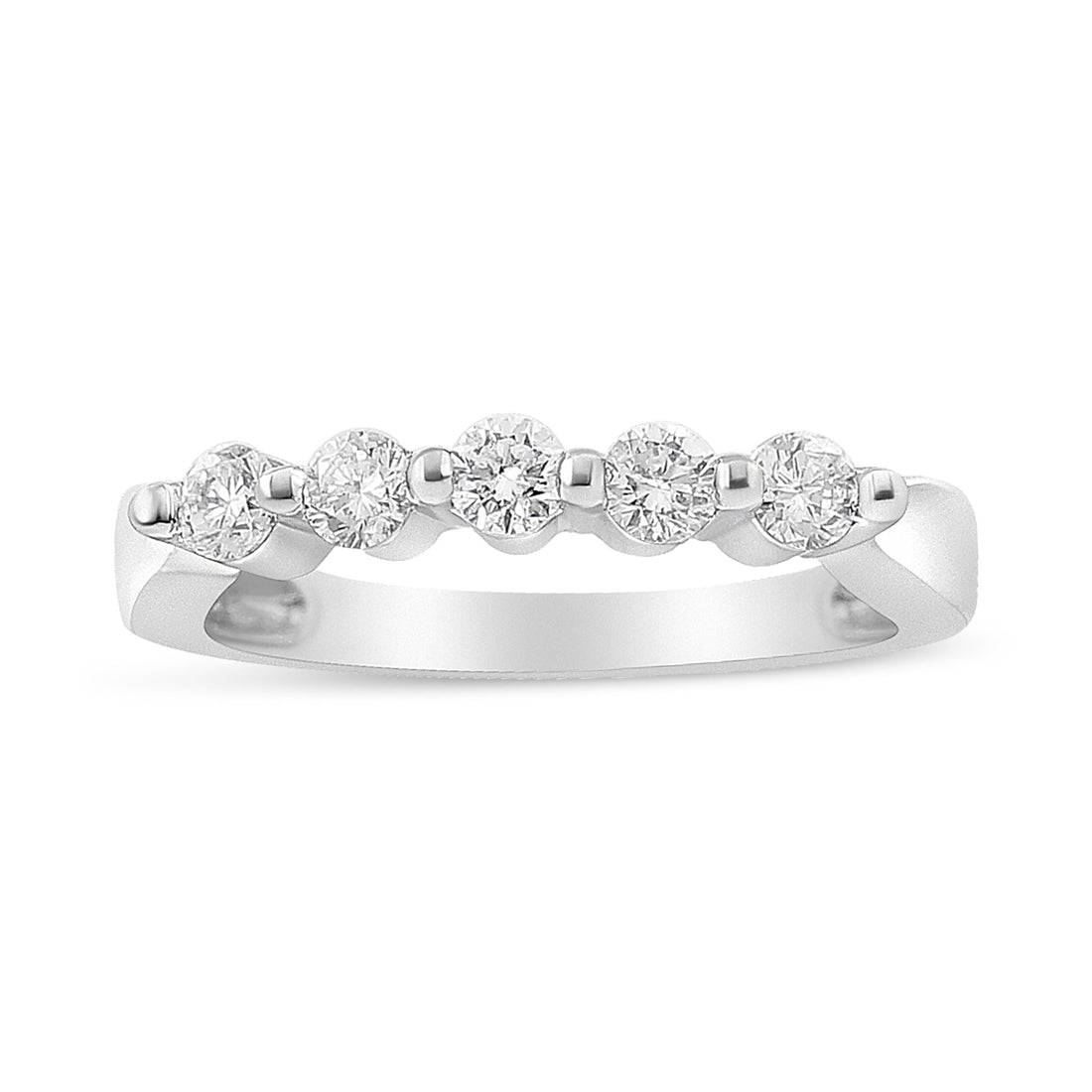 14K White Gold 1/2 Cttw Round-Cut 5-Stone Diamond Ring (H-I Color, SI1-SI2 Clarity) Size 7 by Bids.com