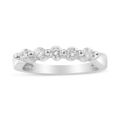 14K White Gold 1/2 Cttw Round-Cut 5-Stone Diamond Ring (H-I Color, SI1-SI2 Clarity) Size 7 by Bids.com
