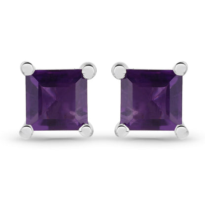 0.80 Carat Genuine Amethyst .925 Sterling Silver Earrings  DestGlow