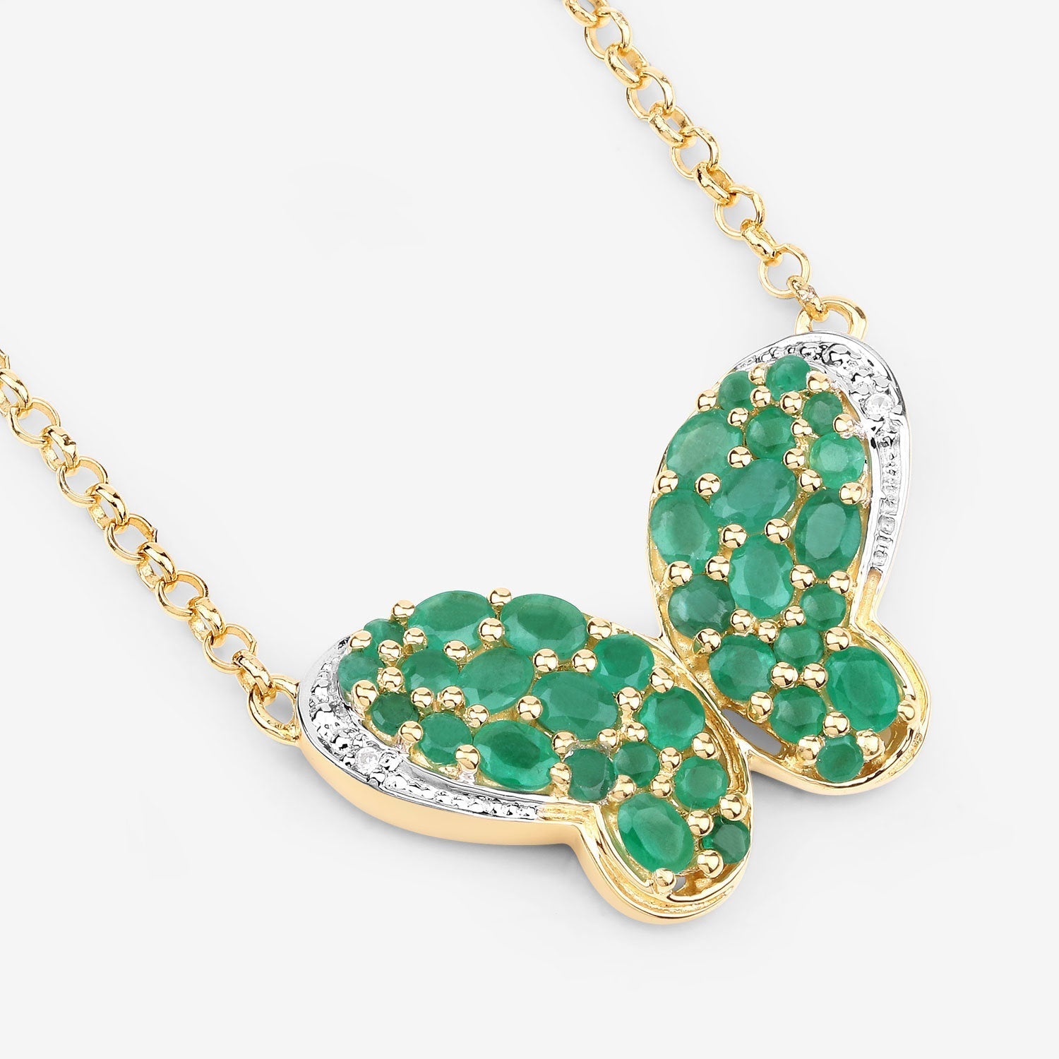 2.80 Carat Genuine Emerald and White Zircon .925 Sterling Silver Pendant  DestGlow