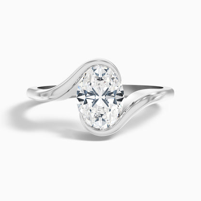 Elise 2 Carat Oval Cut Bypass Style Moissanite Diamond Ring in 18k White Gold